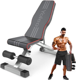 YOLEO Banco de Pesas Ajustable, 660LBS Banco de musculacion plegable, Entrenamiento de Cuerpo Completo Inclinacin Declinacin Elevacin Plana, Press de Banco para Gimnasio en Casa