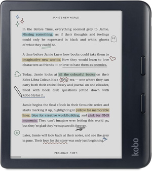 Kobo Libra Colour eReader | Pantalla E Ink Kaleido™ 3 de 7" | Temperatura del Color y Brillo Ajustables | Reduccin luz Azul | eBooks y AudioBooks | Memora 32 GB | Resistente al Agua | Negro