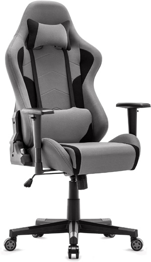 IntimaTe WM Heart Silla Gaming de Tela, Silla Gamer Ergonmica, Silla Gamer, Silla de Oficina Racing con Reposabrazos Ajustables, Silla de Ordenador con Cojn Lumbar, Silla Giratoria