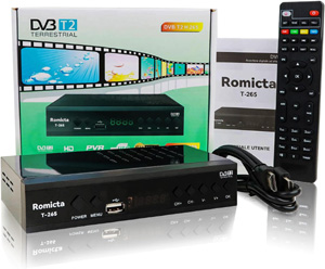 Romicta Decodificador TDT HD 2024 - DVB-T2 H.265 HEVC FTA Full HD PVR, USB, HDMI, SCART, Sintonizador de TV Digital Terrestre, Receptor Digital de Alta definicin Full HD 1080p, Control Remoto 2 en 1